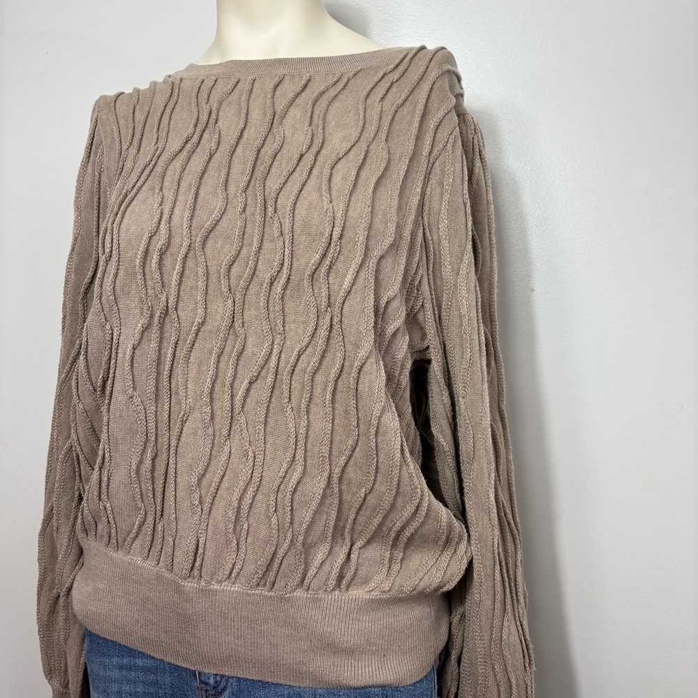 &merci textured tan crewneck sweater - Picture 4 of 5